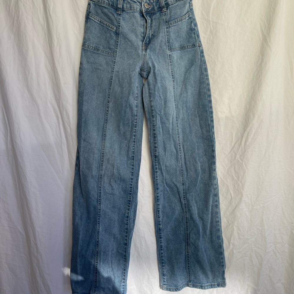 Madden NYC Mid-Rise Loose Fitted Jeans Wide Leg Denim Cargo Utility Size Small - Picture 3 of 16